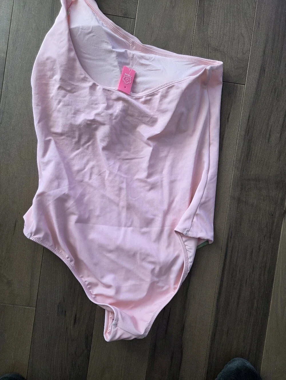 FARM Rio Anthurium Light Pink One Shoulder One Piece Swimsuit Large